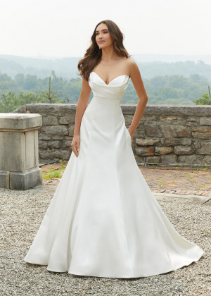 Ivory Satin Empire Waist Minimalist Wedding Dress
